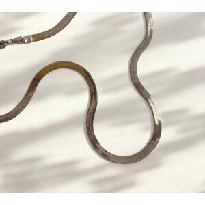 Silver Toned Herringbone Chunky Classic Chain Necklace w/ Lobster Claw Enclosure